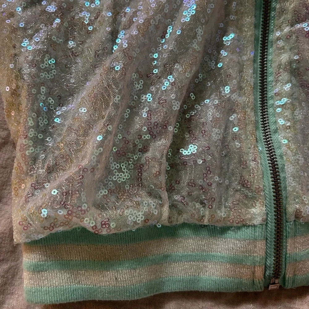 Disney Mint Sequin Bomber Jacket